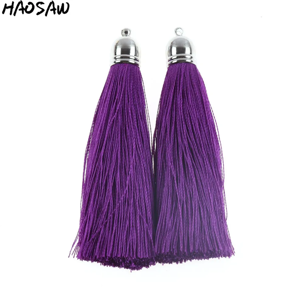 8CM 5Pcs/Lot With Rhodium Caps Tassels Pendant For Women DIY Earrings Tassel/Silk Jewelry/Jewelry Findings/Handmade Accessories | Украшения