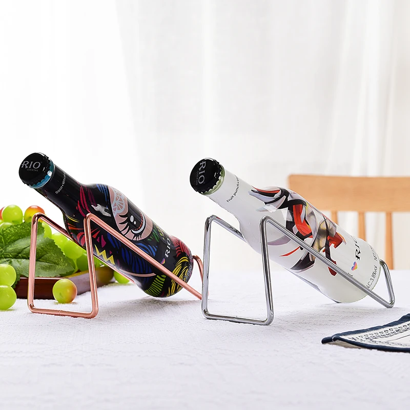 Простой золотой и серебристый Настольный держатель для винных бутылок