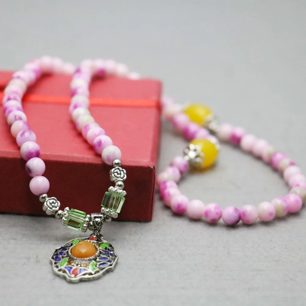 Новый Этнический стиль ярко розовая естественная искусственная ручная цепочка