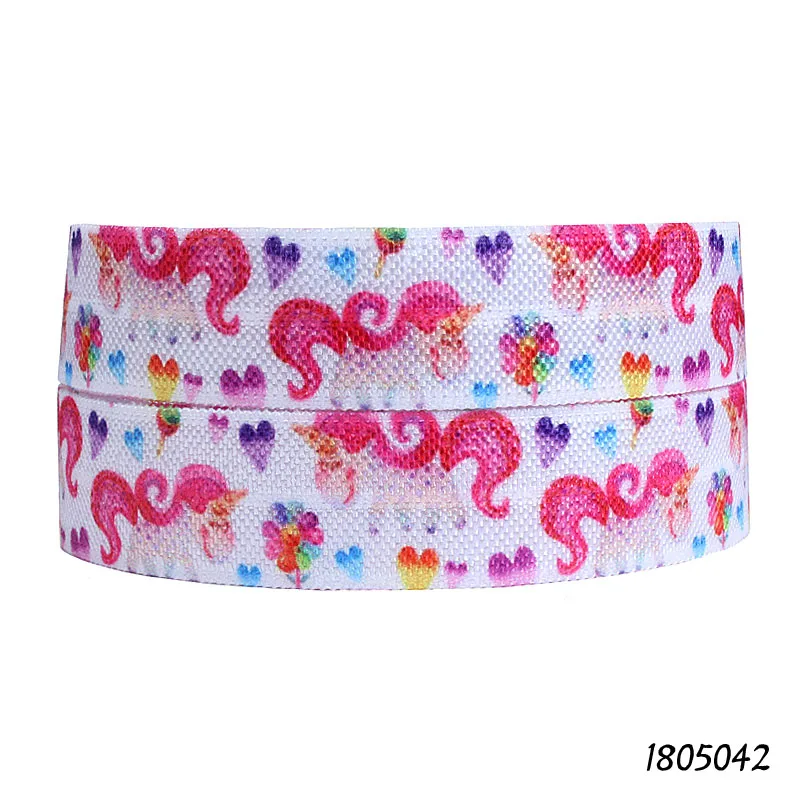 

(50 yards/lot) Free shipping cartoon character cute unicorn printed fold over elastic for party decoration