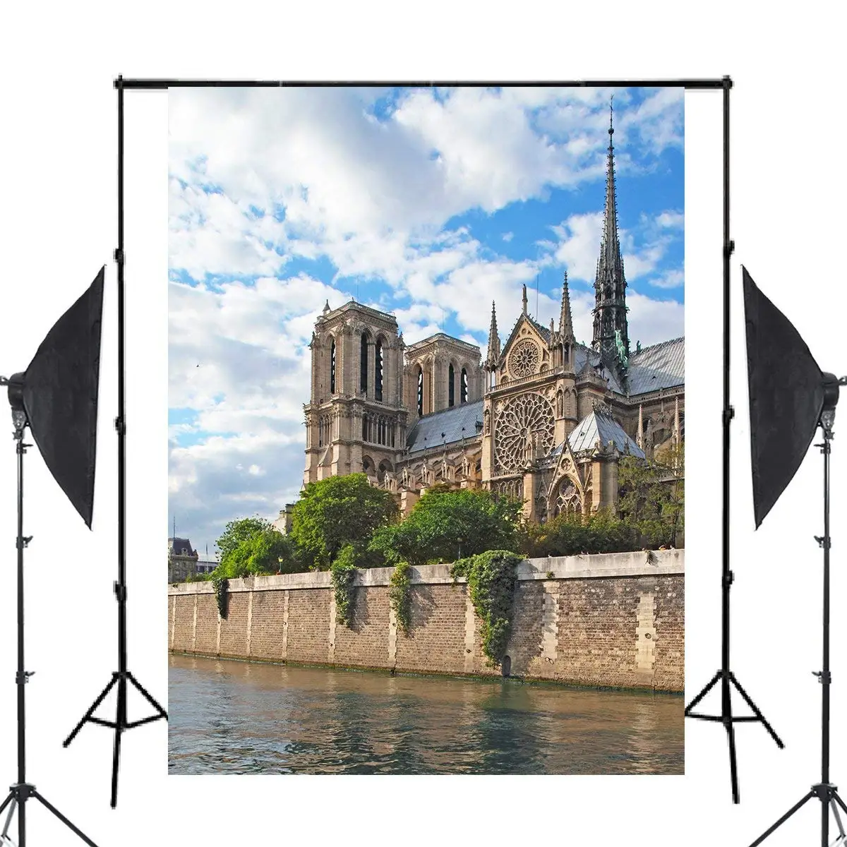 150x220 см голубое небо фон для фотосъемки Нотр Дам архитектурный пейзаж студийной