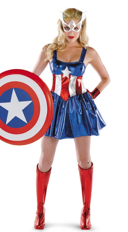 Роскошный костюм Sassy Captain America сексуальный женский Капитана Америка для косплея