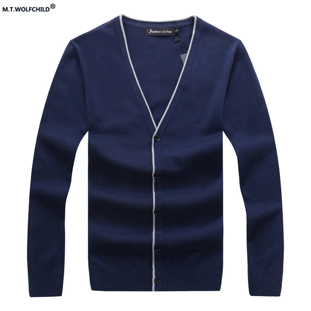 Бесплатная доставка 100% хлопок мужские Весна и Осень Длинные рукава v-образным