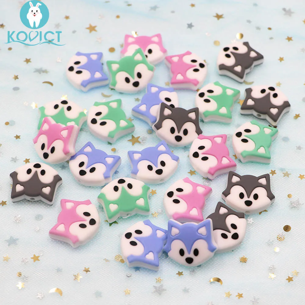 Kovict 28 мм 4/8 шт. мини милые колготки с изображением лисы детский Прорезыватель Прорезыватели для зубов Еда Класс мультфильм силиконовые бусины ожерелье самодельное игрушки Кормящих Бусины