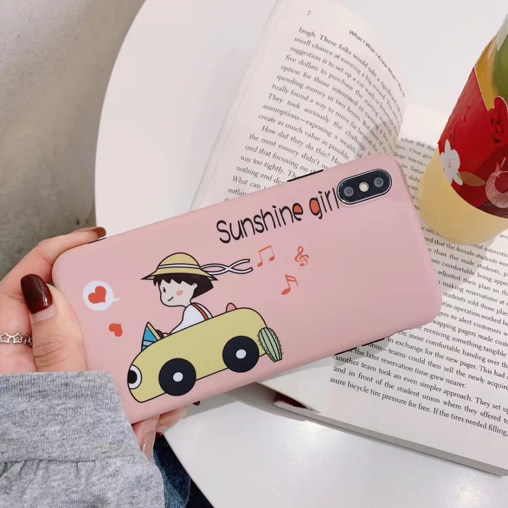 Frosted cartoon crayon xiaoxin and cherry maruko for iphone 6P 6S 6SP 7 7P 8 8P X XS MAX XR mobile phone protective shell |