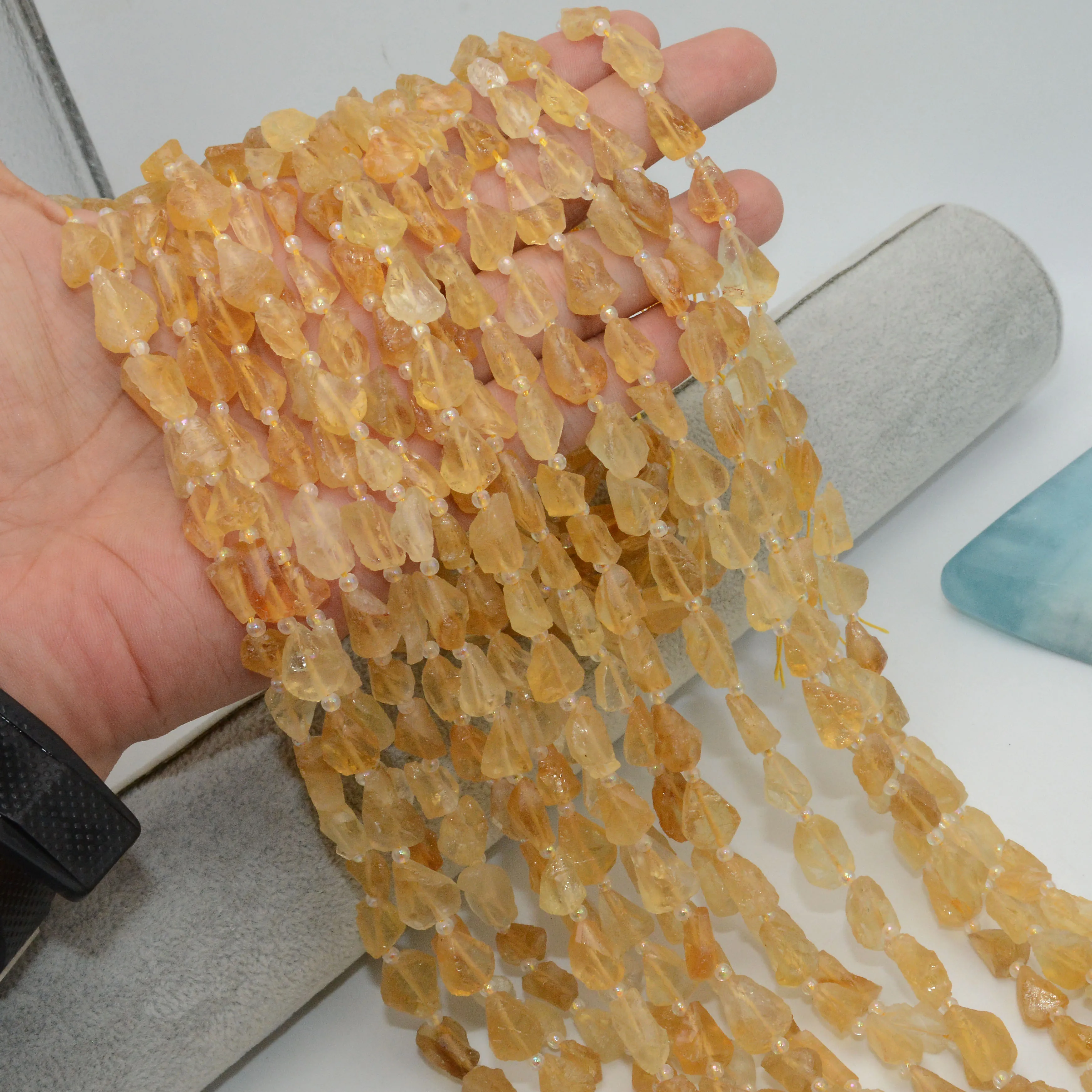 Натуральный Цитрин грубый материал бусины-самородки 9 ~ 12 мм-без обработки цвета |