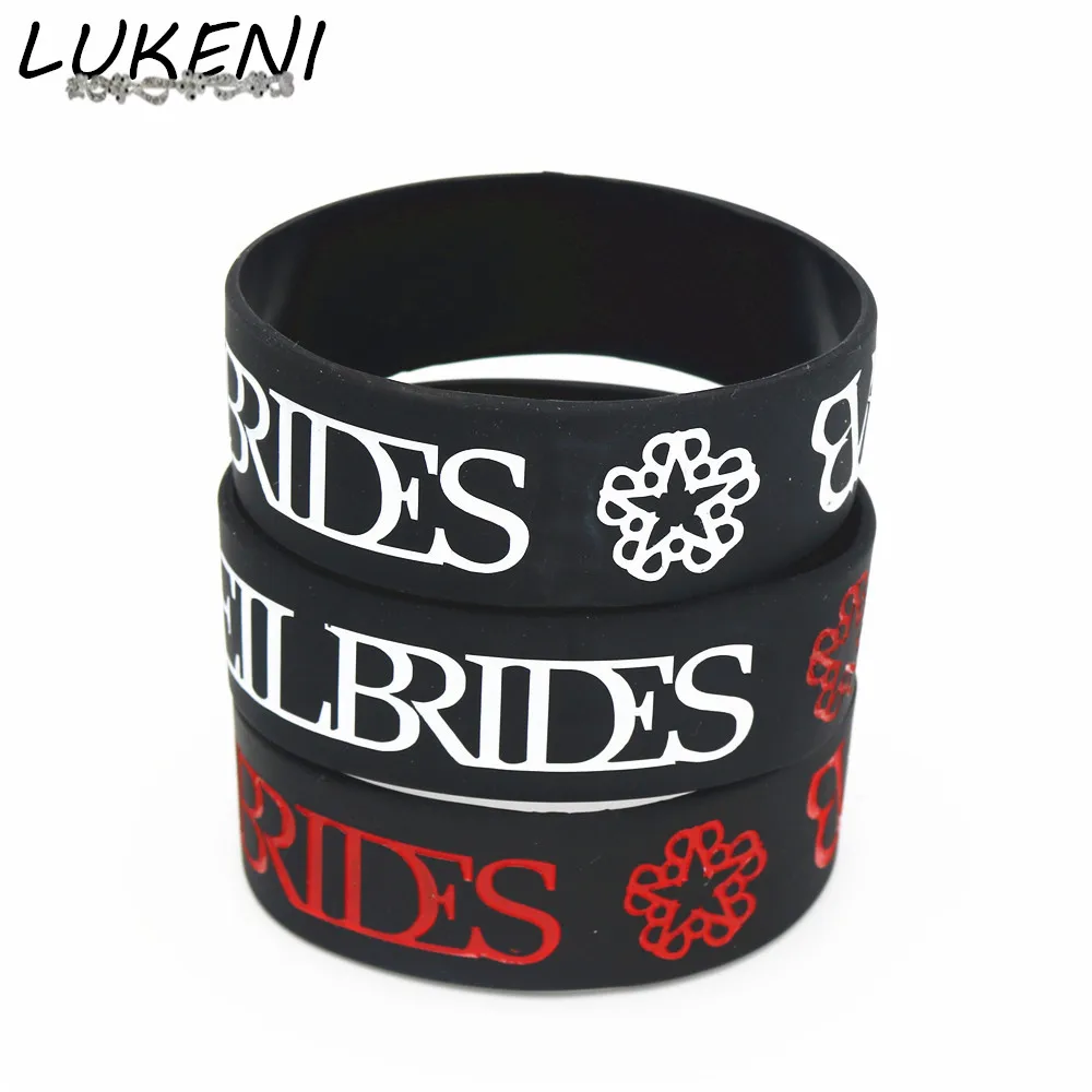 

LUKENI Hot Sale 1PC Black Veil Brides Silicone Wristband Wide Black Bracelets & Bangles for Music Fans Concert Gift SH120