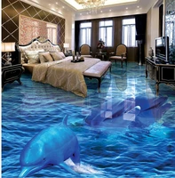 floor painting 3d wallpaper painting dolphin sea world self adhesive pvc wallpaper