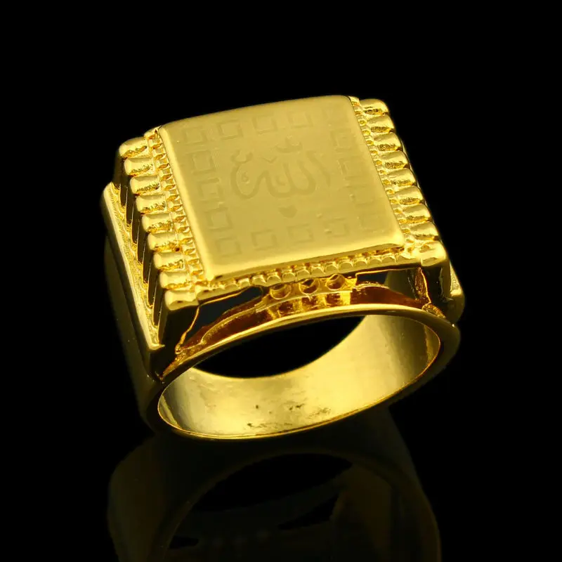 Кольца для мужчин и женщин Allah Золотое мусульманское кольцо арабские ювелирные