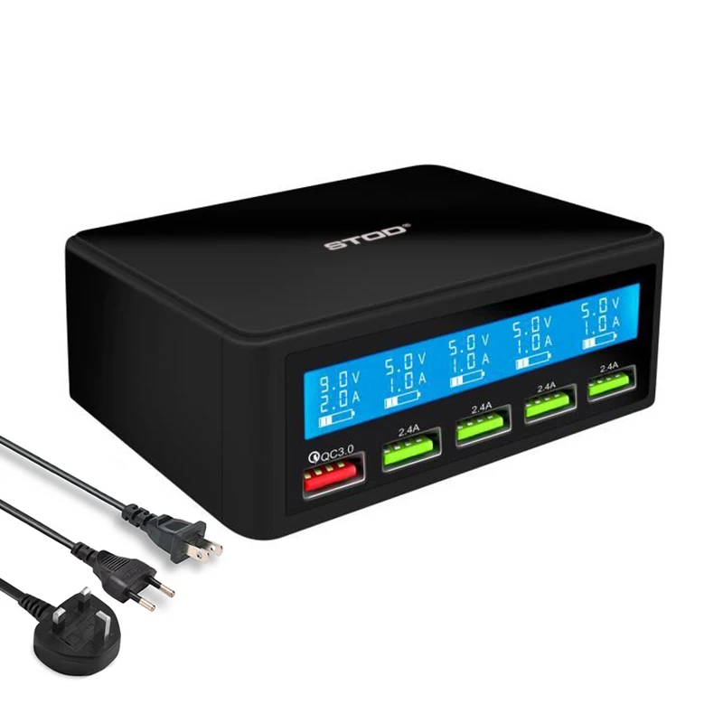 stod multi port usb charger 50w led display quick charge 3 0 fast charging for samsung realme nexus redmi mi qc3 0 power adapter free global shipping
