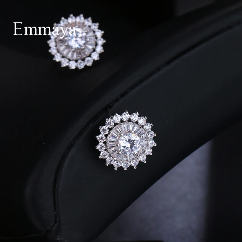 EMMAYA Горячая Распродажа роскошные круглые серьги гвоздики Женские романтичные с