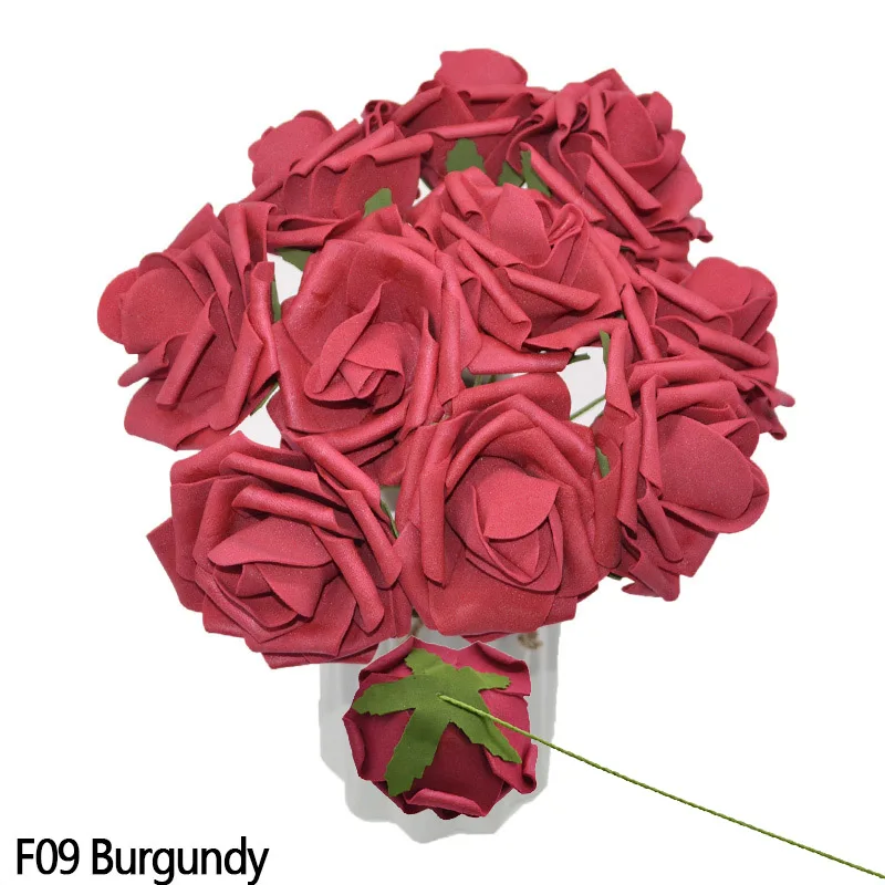 Burgundy 5 шт./лот 8 см Bigs пенополиэтилен искусственные розы бутоны Для свадебное украшение для дома DIY Декоративные искусственные цветы венок белый - Цвет: Burgundy