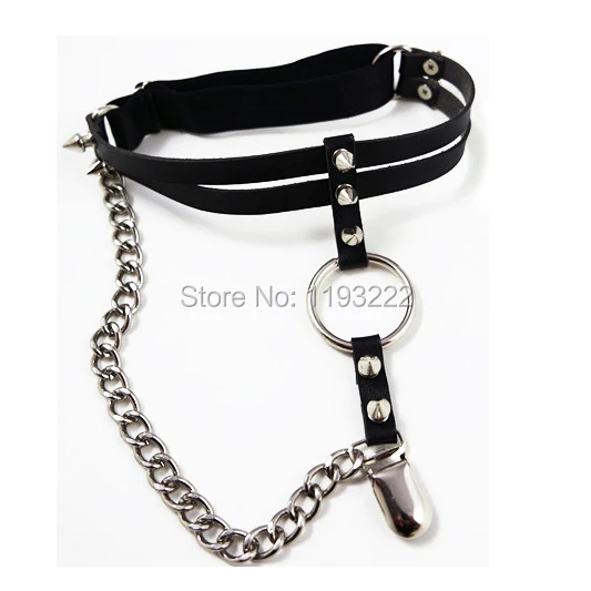 Подвязка для чулок в стиле панк рок Dark кожаный пояс ручной работы два ряда с