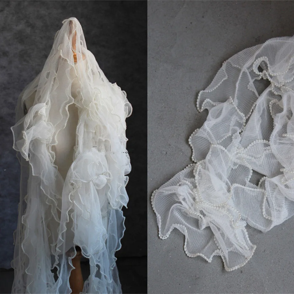 Сетчатая Ткань аксессуары для одежды жемчужные плиссированные волнистые