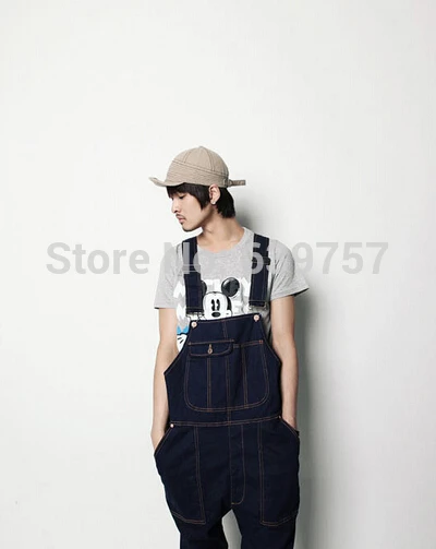 Denim Overalls For Men 2015 New Fashion Bib Jeans Free Shipping | Мужская одежда
