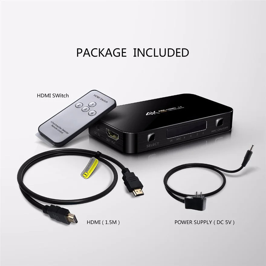 PUZHIJIE HDMI 2 0 переключатель 4K x 2K 4 в 1 дуги с ИК беспроводным пультом дистанционного