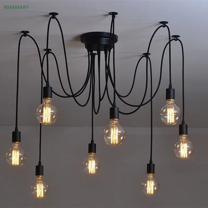 

Nordic restaurant LED lamp country pendant light retro industrial wind days female scattered flower spider line pendant lamp