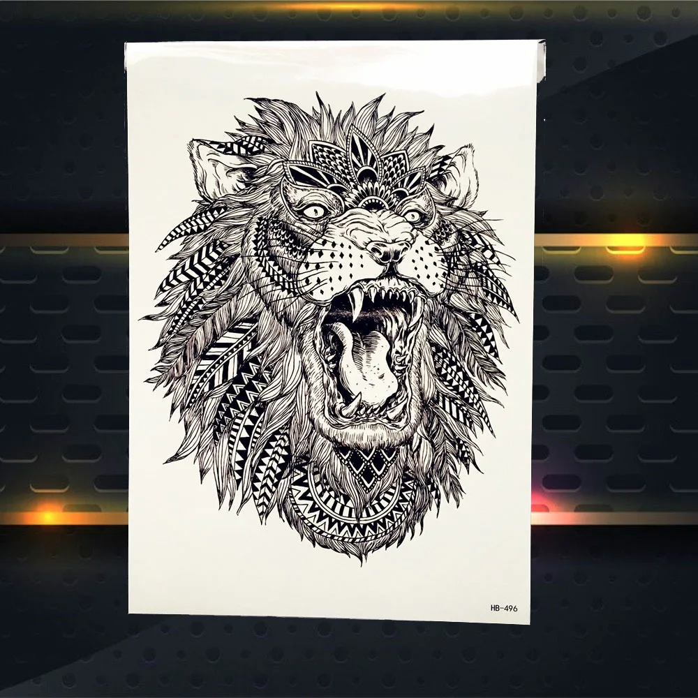 Новый Животные временная татуировка Стикеры поддельные Лев &quotЛиса&quot &quotВолк&quot