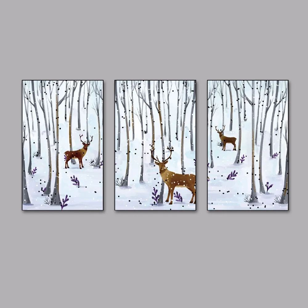 SPLSPL акварель олень Лес Снег пейзаж картина для украшения дома животные стены