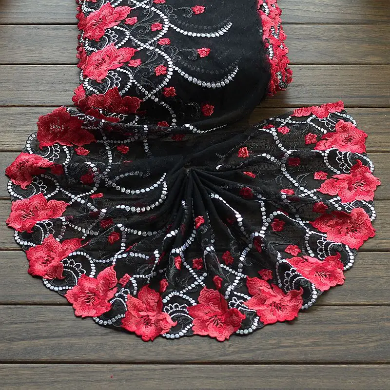 

2 м/lot20cm широкий вышитый тюль сетка с кружевной отделкой ~ Очаровательно