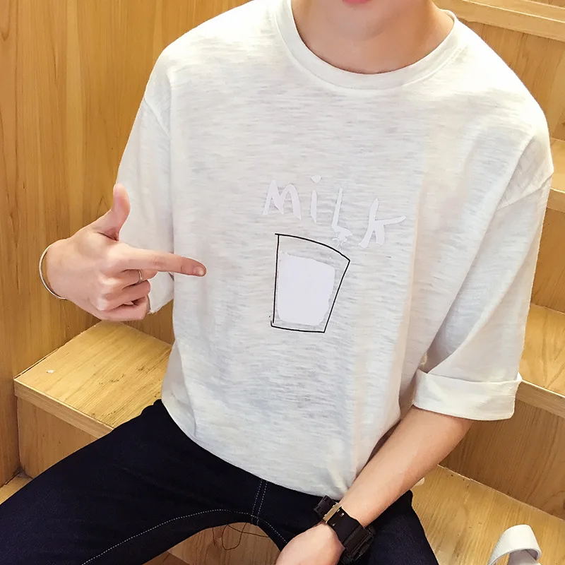 Мужские летние модные повседневные свободные футболки с круглым вырезом и