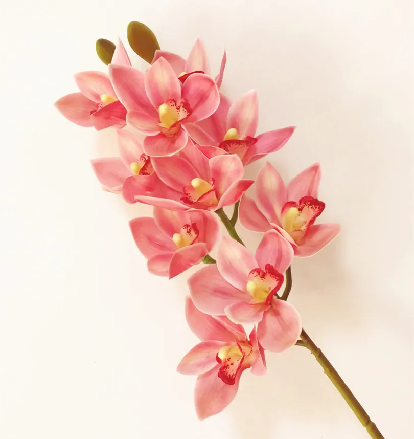 Один ПУ орхидеи 3D печать Cymbidium завод искусственный настоящий сенсорный розовый цвет Орхидея для свадьбы центральные декоративные цветы - Цвет: pink