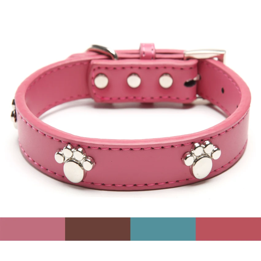 Collar ajustable de cuero Real para perros y gatos, 12 unids/lote, tachuelas, corte de pata, cachorros, medianos y grandes, Env&iacute;o Gratis-0