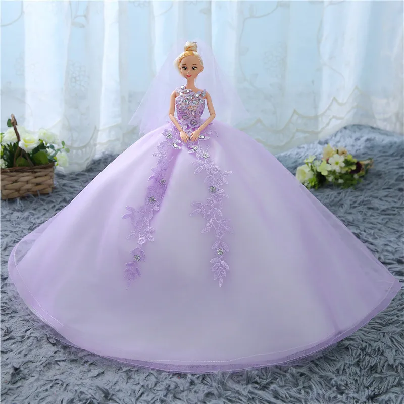 Mini Bride Trailing Wedding Doll Dream Princess Evening Party Clothes Wears Long Dress Set Child Birthday Present Girl's Gift | Игрушки и