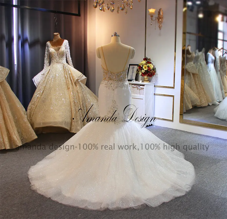 Аманда дизайн robe de mariee boheme платье Русалка на бретельках пикантное свадебное платье