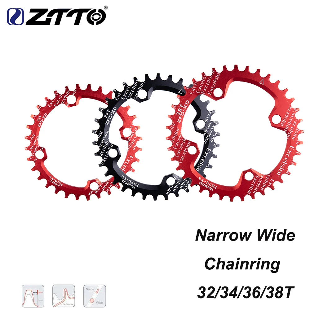 ZTTO круглая односкоростная 1x система узкая широкая цепь 104 BCD 32T 34T 36T 38Tfor MTB 11s 10s 9s 1*11