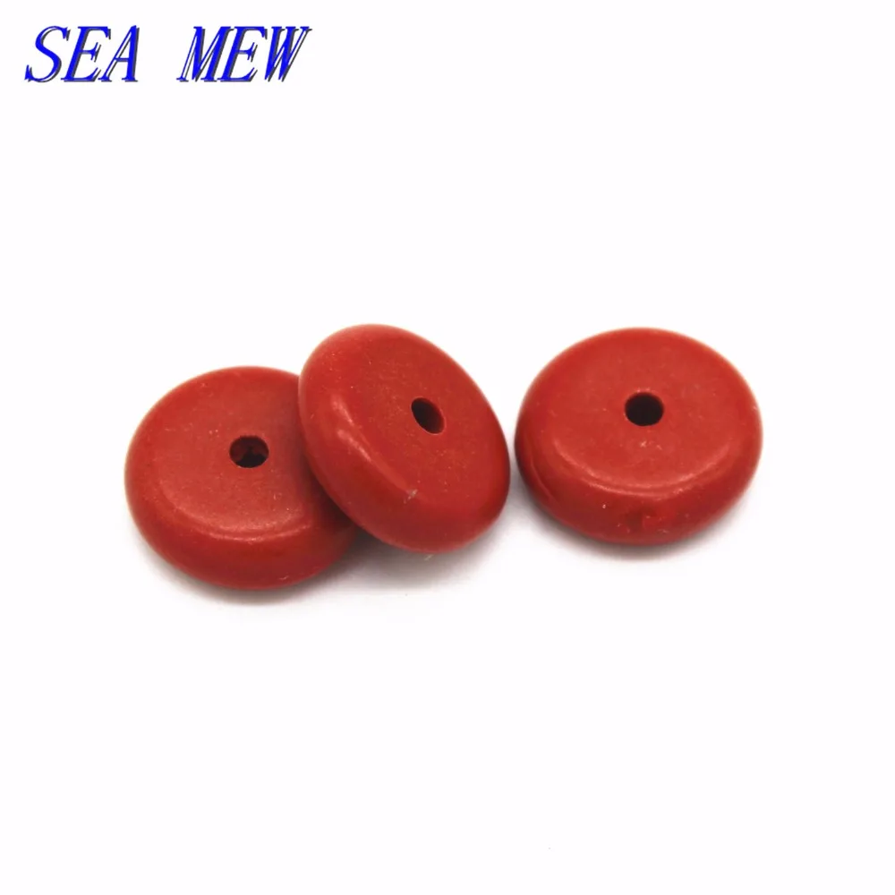 SEA MEW 10 шт. 10*4 мм 12*4 плоские красные бусины Cinnabar круглые разделители для