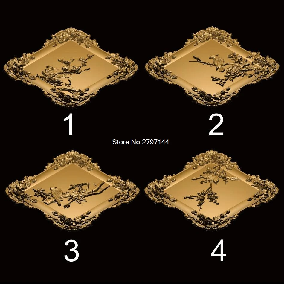 4 шт. 3d модель цветка и птицы STL рельеф для ЧПУ формат декорации рельефная
