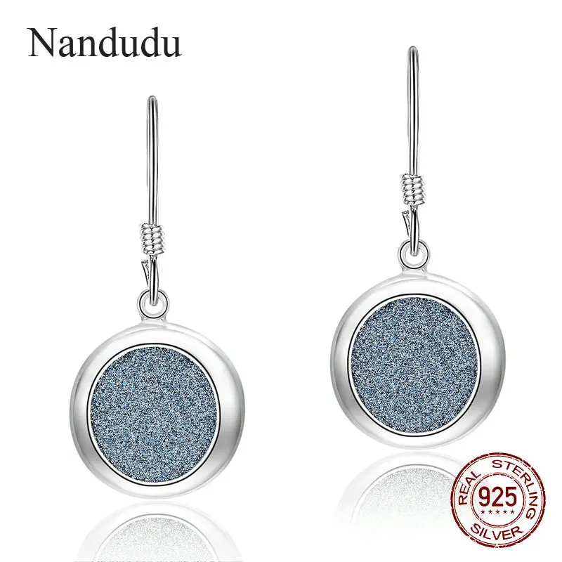 Nandudu 925 пробы серебряные круглые Висячие серьги для женщин вставка