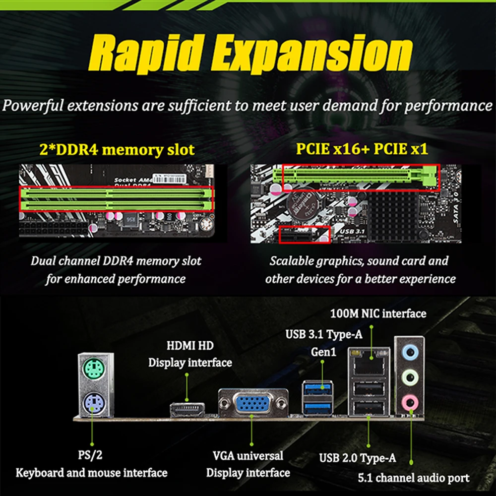 Материнская плата MAXSUN am4 A320M VH Earthshaker ram ddr4 память AMD Ryzen 5 1600 процессор