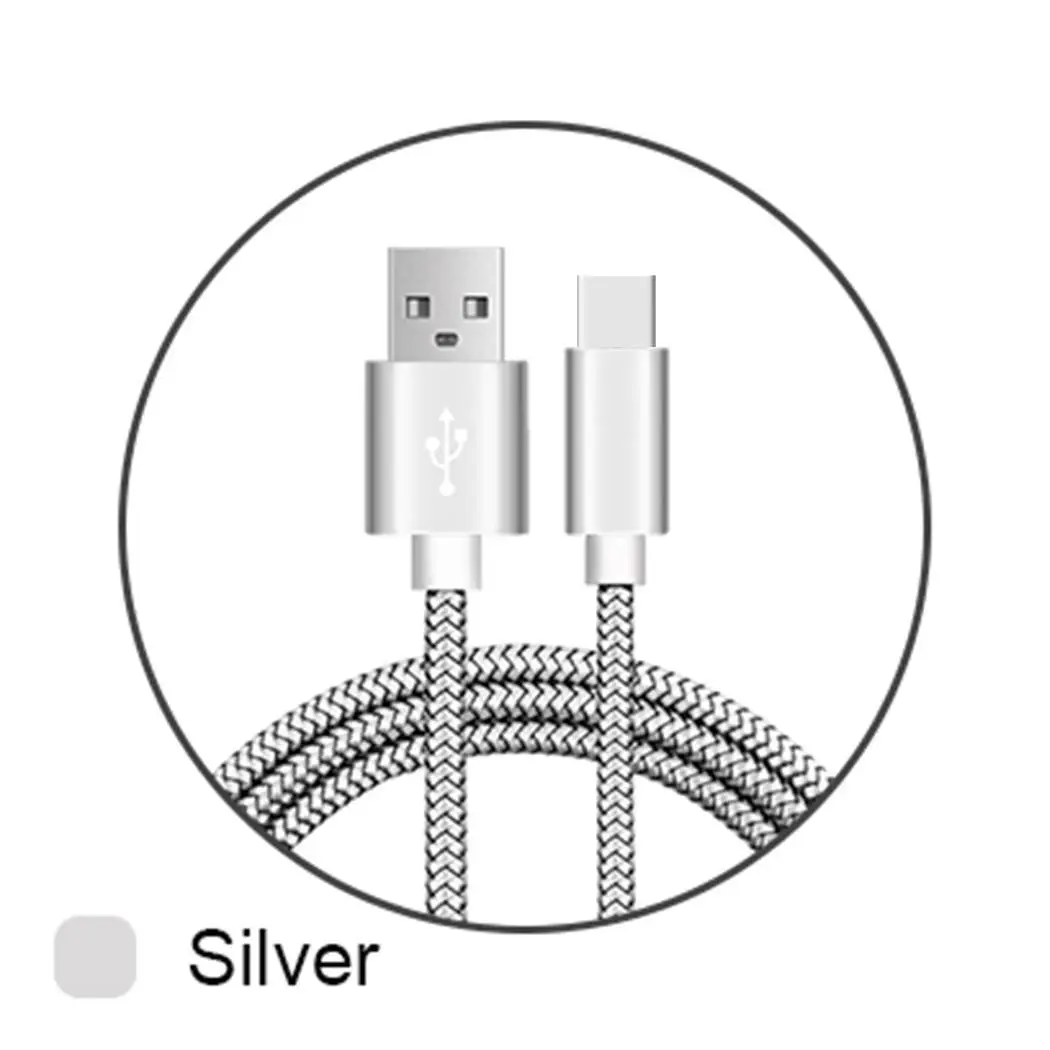 Портативный зарядный кабель с оплеткой для передачи данных 2.1A USB телефона type C