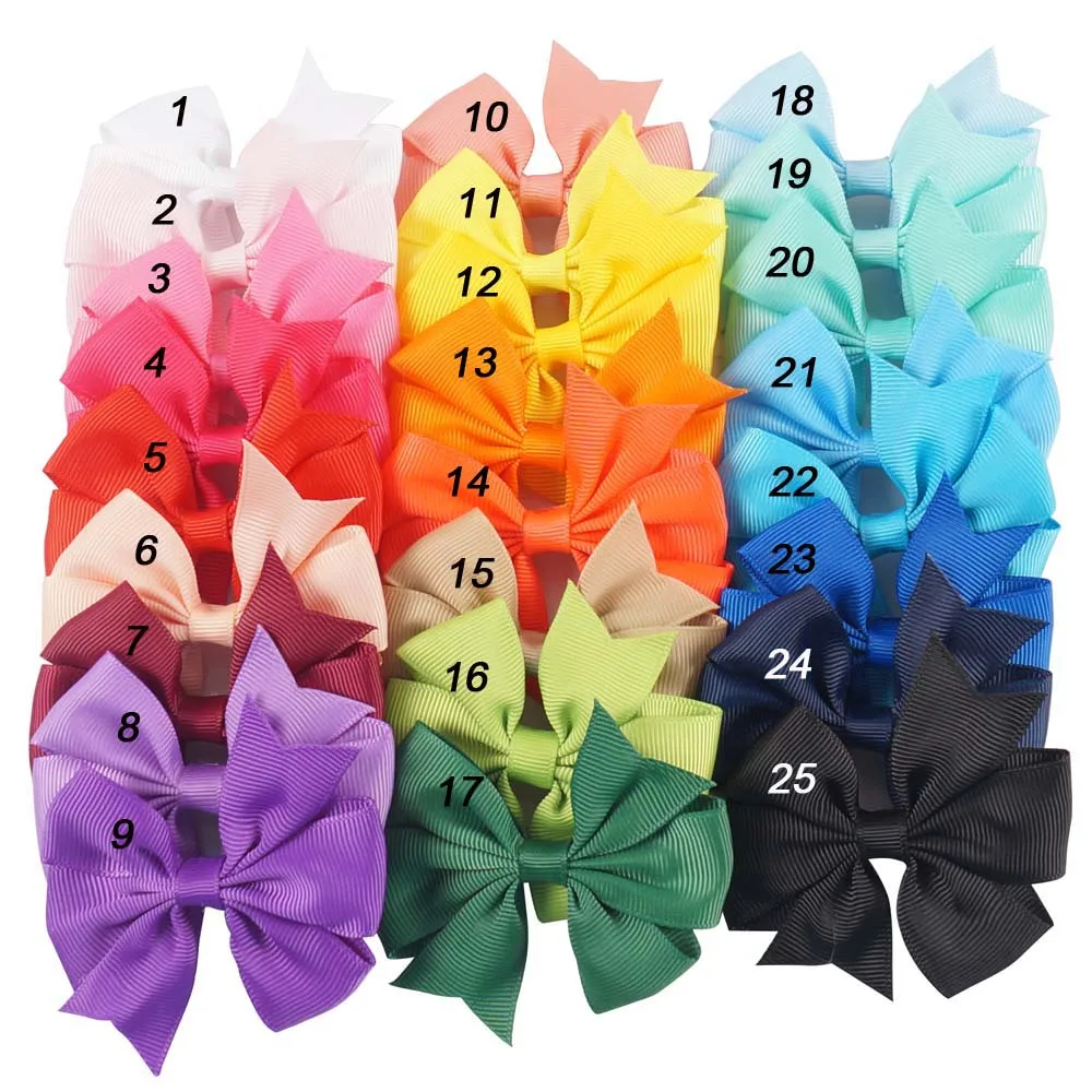 

ncmama 50pcs/lot 3" Mini Colorful Hairbow Solid Grosgrain Pinwheel Bow Boutique Handmade Hair Clips Hair Accessories
