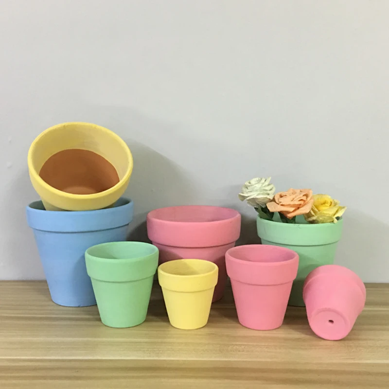 

Colourful Cute Round Home Garden Office Decor Planter Plant Flower Pots Garden Supplies Macaron Terracotta Pots Free Shipping