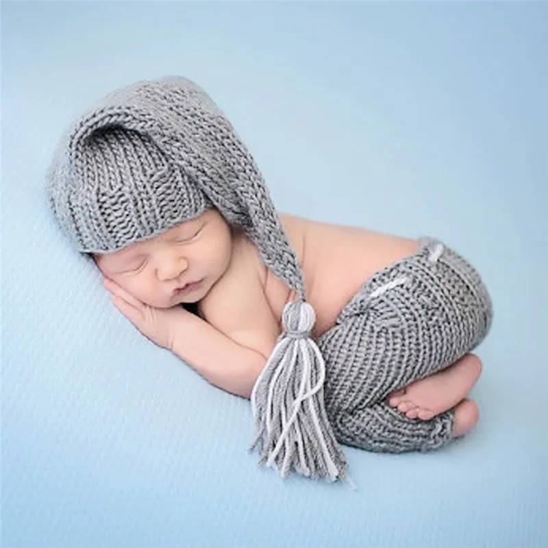 Baby Photography Props Photo Shoot Hat For Newborn Costume Outfit Clothes Infant Girls Boys Pant Crochet Knit Clothing | Детская одежда