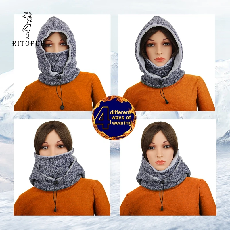 Зимняя Шапка-бини RITOPER, флисовая шапка, мужская шапка, женская маска, для спорта на открытом воздухе, теплый шарф, для шеи, утолщенная, новинка, для катания на лыжах, лыжная шапка, лыжная теплая