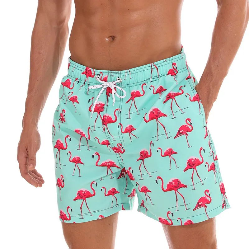 Green flamingo Escatch мужские пляжные шорты Бермуды шорты для серфинга летние спортивные быстросохнущие купальники ES001C размера плюс XXXL - Цвет: Green flamingo