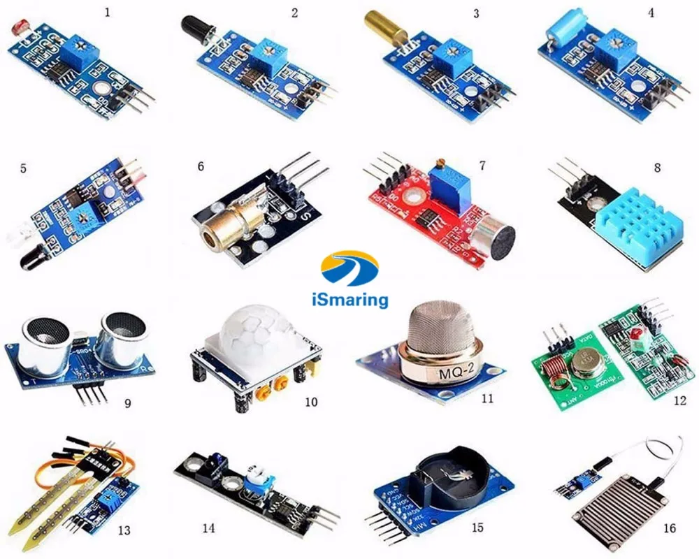 Official iSmaring 16pcs/lot Raspberry Pi 3&ampRaspberry 2 Model B the sensor module package 16 kinds of | Игрушки и хобби