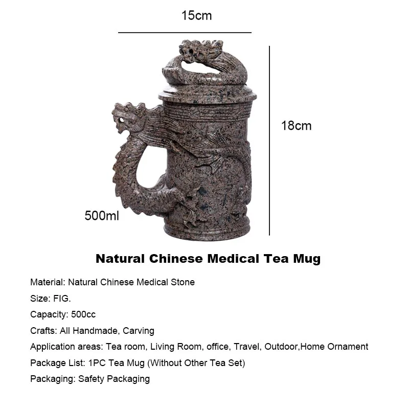 220 мл долговечность натуральный медицинский камень резьба круглый дракон кружка