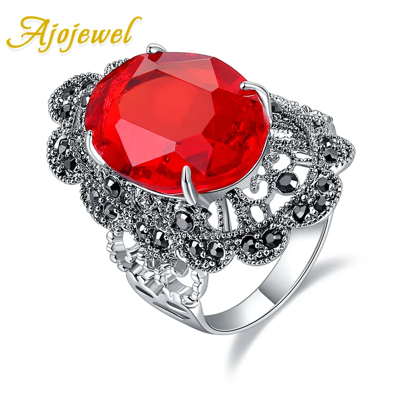 Женское кольцо с крупным овальным красным кристаллом фианитом|crystal rings for women|crystal