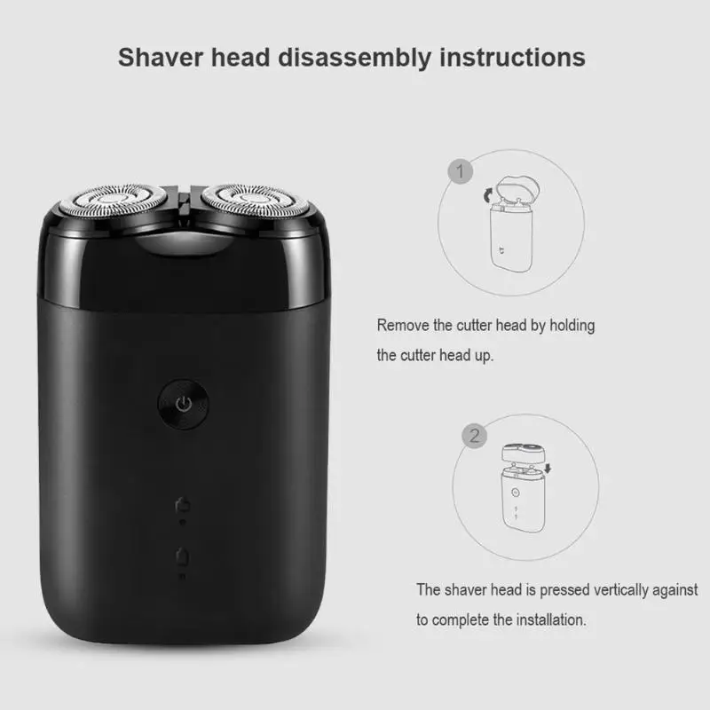 Xiaomi Mijia электробритва для мужчин, мини бритва IPX7, Водонепроницаемая бритва для бороды, бритва с двойным кольцом, перезаряжаемая бритва с USB