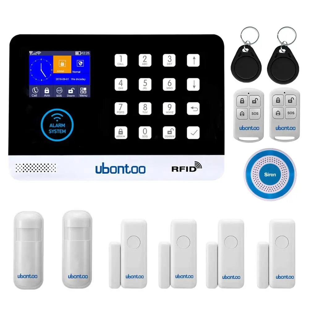 KitG Ubontoo несколько языков Wi-Fi GSM домашняя охранная сигнализация детектор движения приложение управление пожарный сигнальный датчик дыма - Цвет: KitG