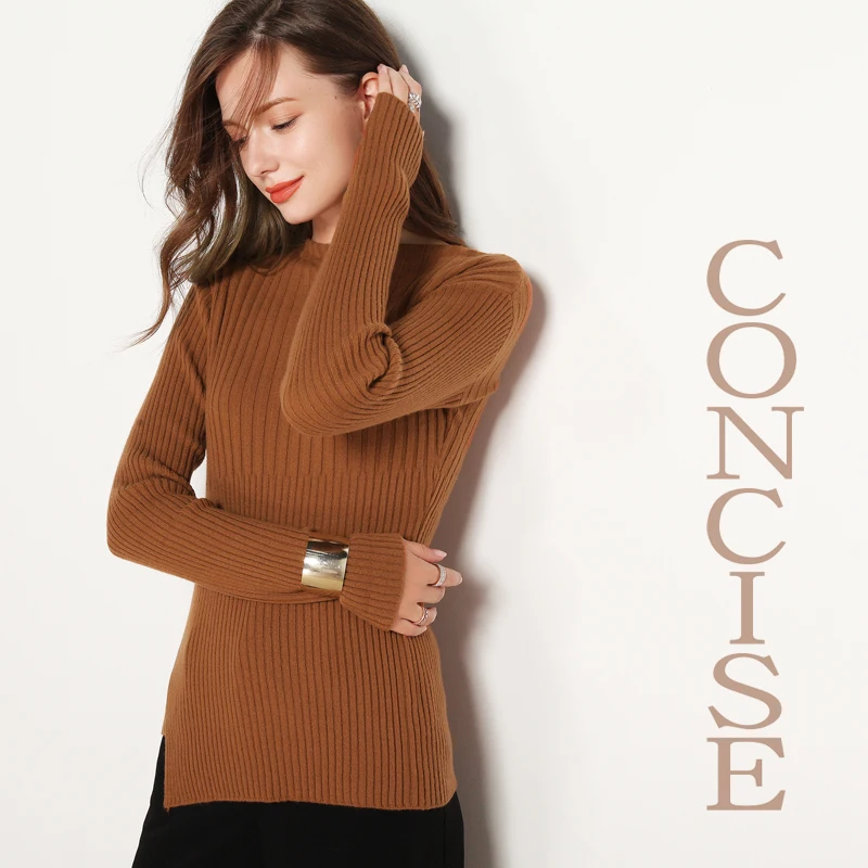 High quality pure cashmere sweater O-neck autumn and winter new fashion slim striped women's pullover | Женская одежда