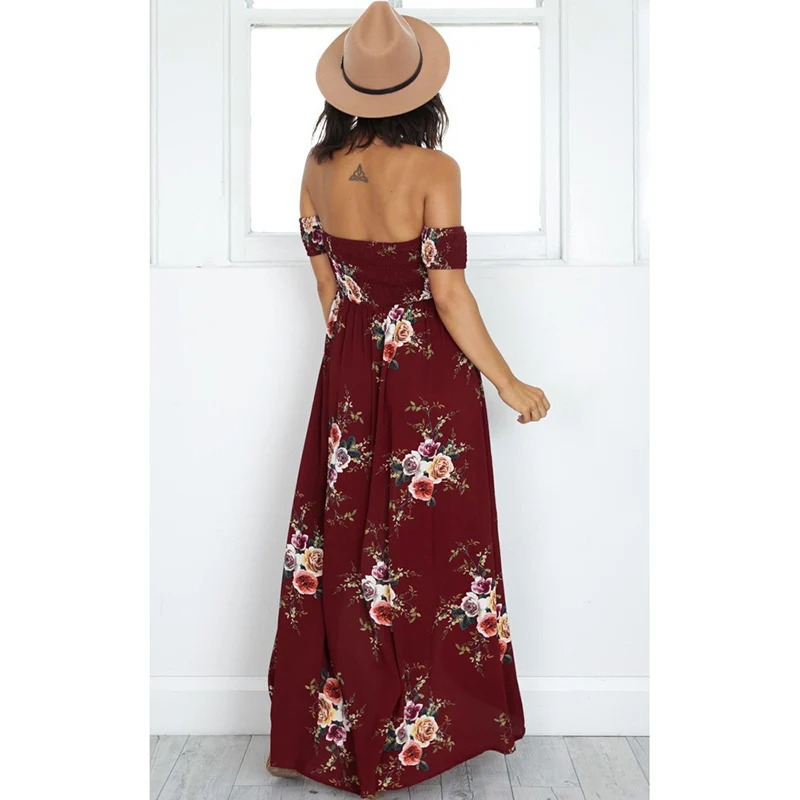 Летнее платье 2020 Boho пол Длина длинное для женщин с открытыми плечами сексуальное