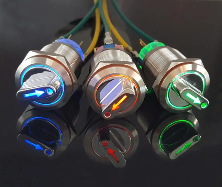 Металлический выключатель с лампой, 19 мм, 2/3 позиций, аналогичный выключатель света, 24 В, 220 В