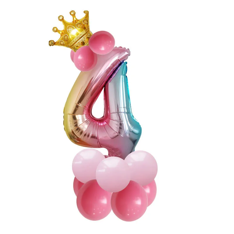 Number 4 set 32 дюймов шара с цифрой цифры клипсы для воздушных шаров, Радуга шары для свадьбы и дня рождения вечерние аксессуары для взрослых и детей, 0-9 цифровой воздушные Globos - Цвет: Number 4 set