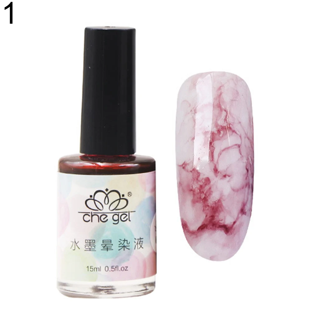New 15ml Watercolor Ink Nail Polish Blooming Gel Smoke Effect Marble Smudge Liquid
